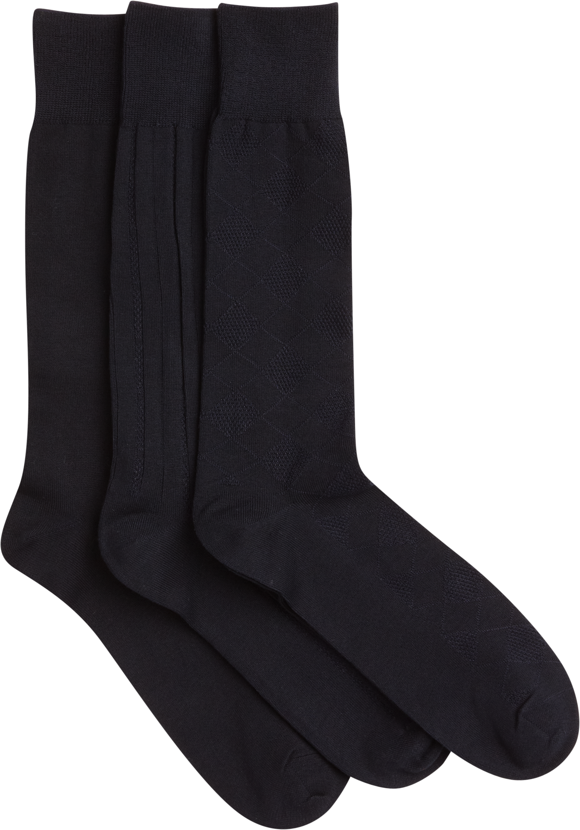 Mercerized Cotton Blend Navy Three-Pack Dress Socks