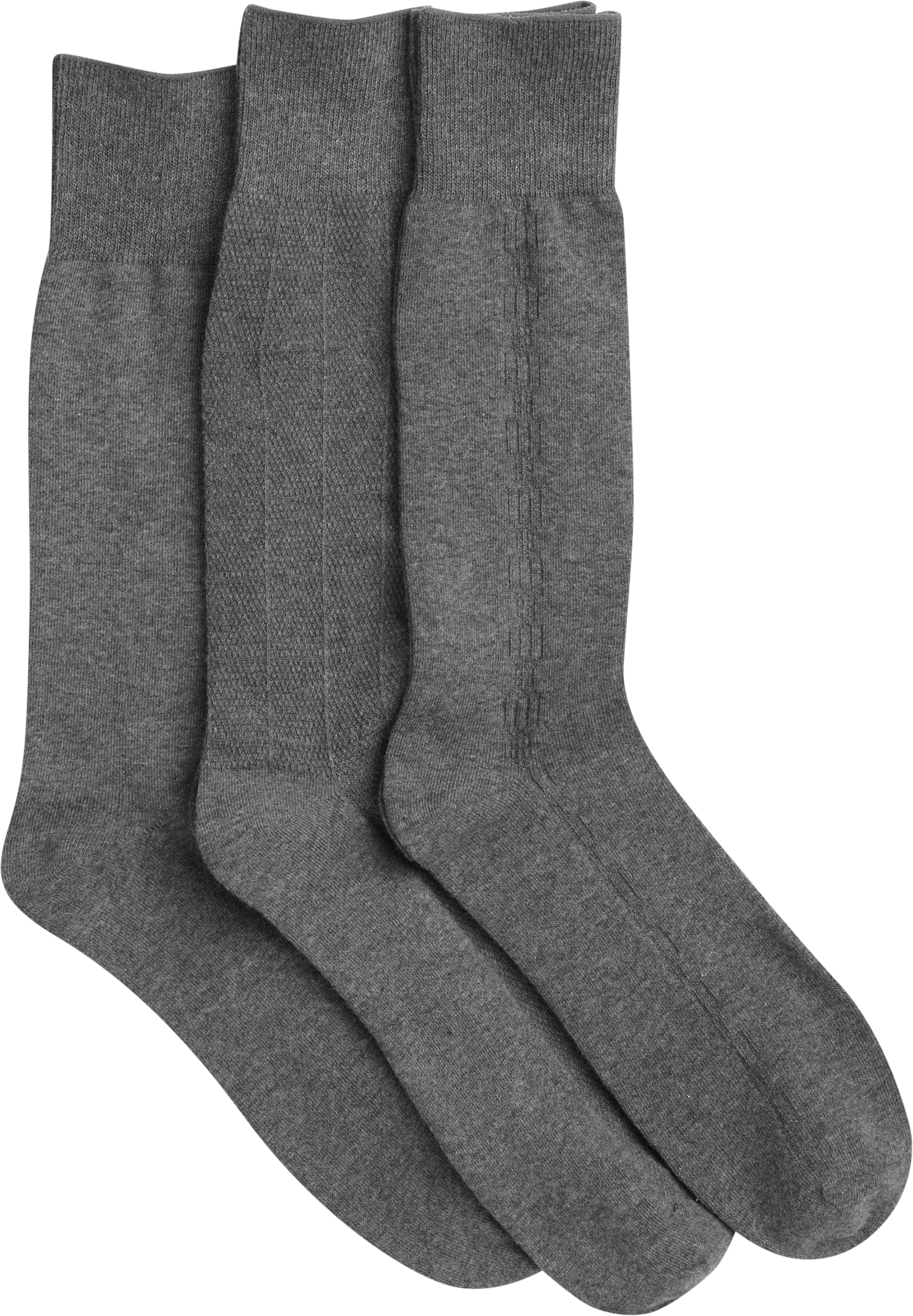 Mercerized Cotton Blend Gray Three-Pack Dress Socks