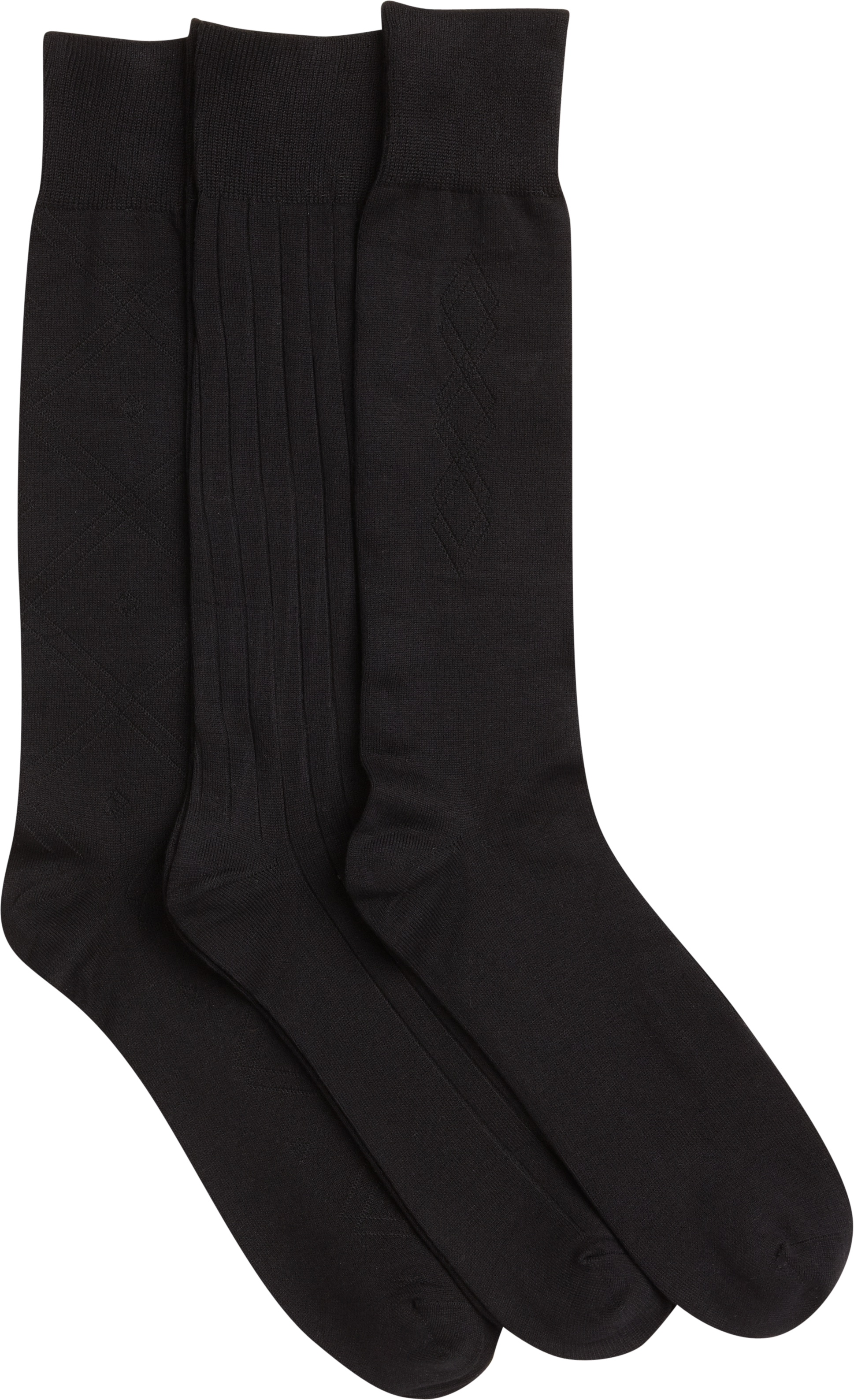 Black Big & Tall Three-Pack Dress Socks