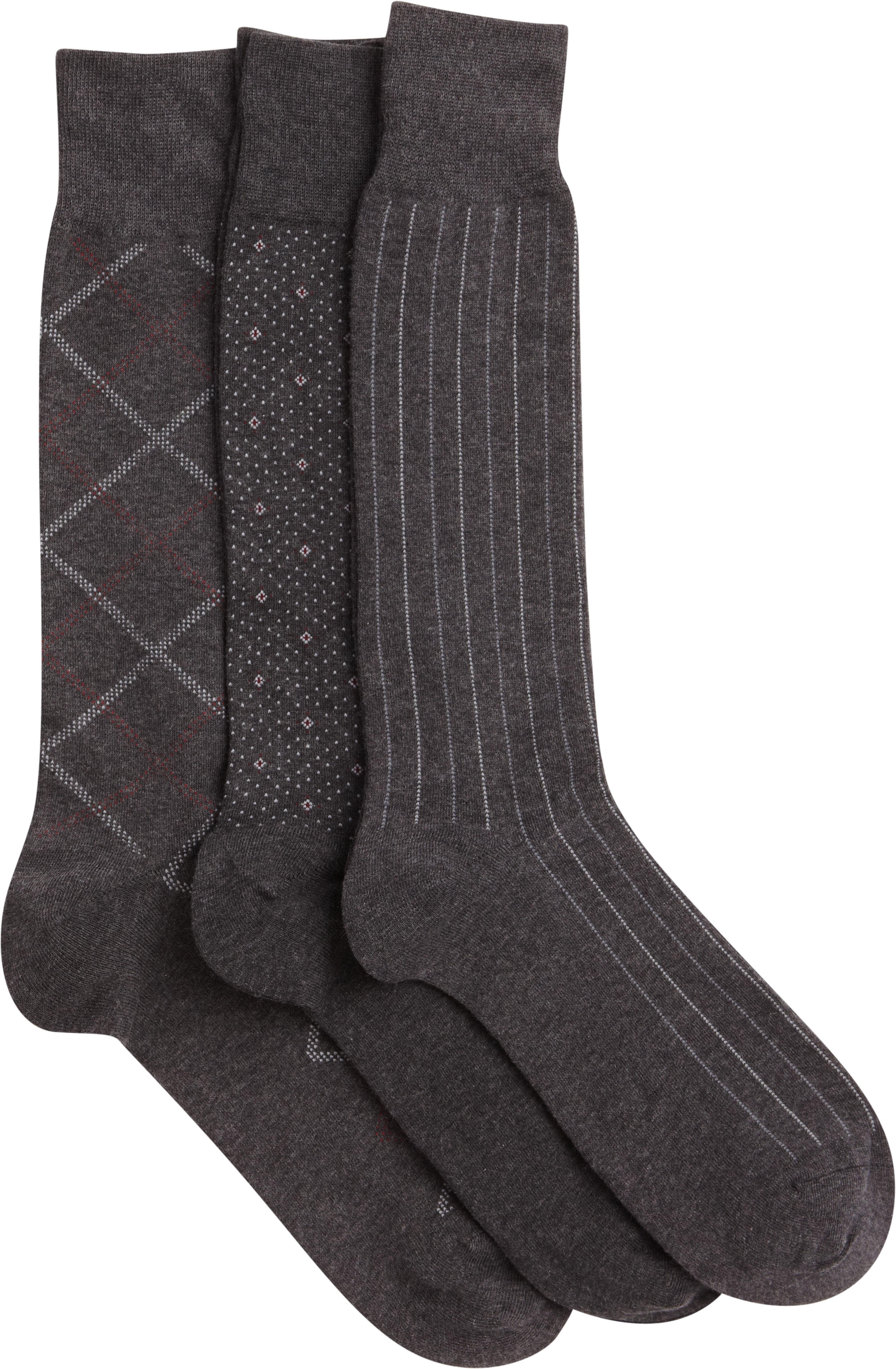 Patterned Charcoal Big & Tall Three-Pack Dress Socks