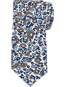 Egara White & Blue Floral Skinny Tie