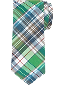 Egara Blue & Green Plaid Skinny Tie