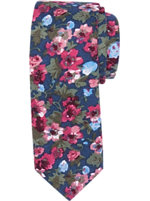 Egara Navy Floral Skinny Tie