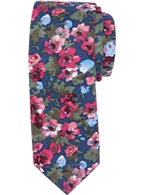 Egara Navy Floral Skinny Tie