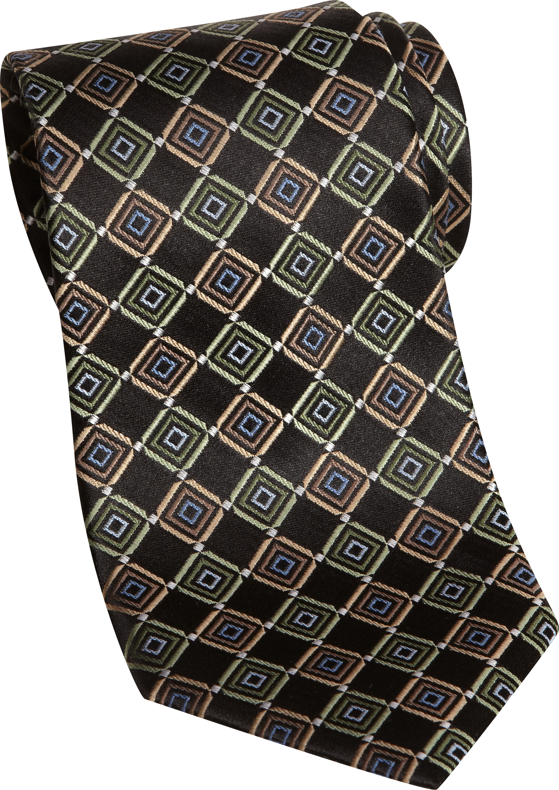 Pronto Uomo Couture Black and Olive Diamond Narrow Tie