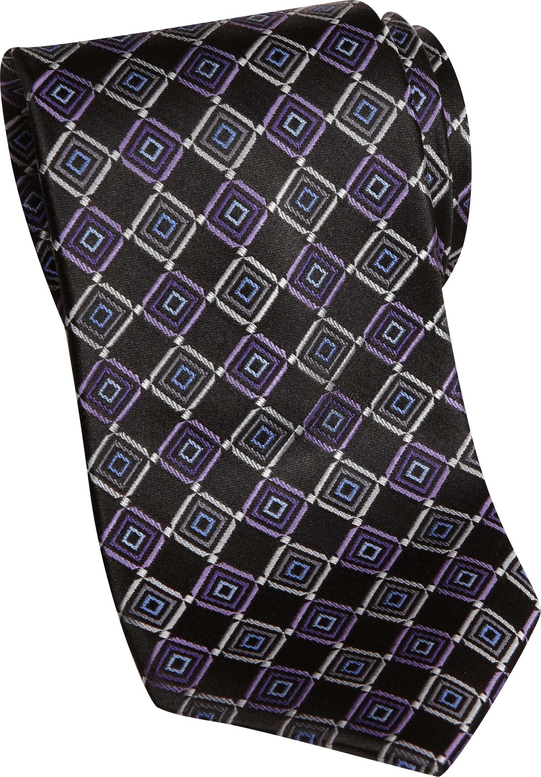 Pronto Uomo Couture Purple and Black Diamond Narrow Tie