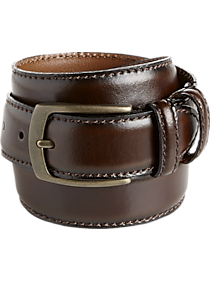 Joseph Abboud Brown Edge Stitch Leather Belt