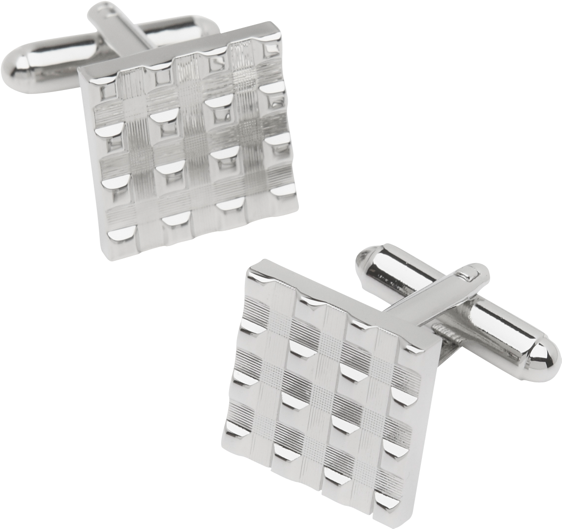 Pronto Uomo Silver Raised Square Cufflinks