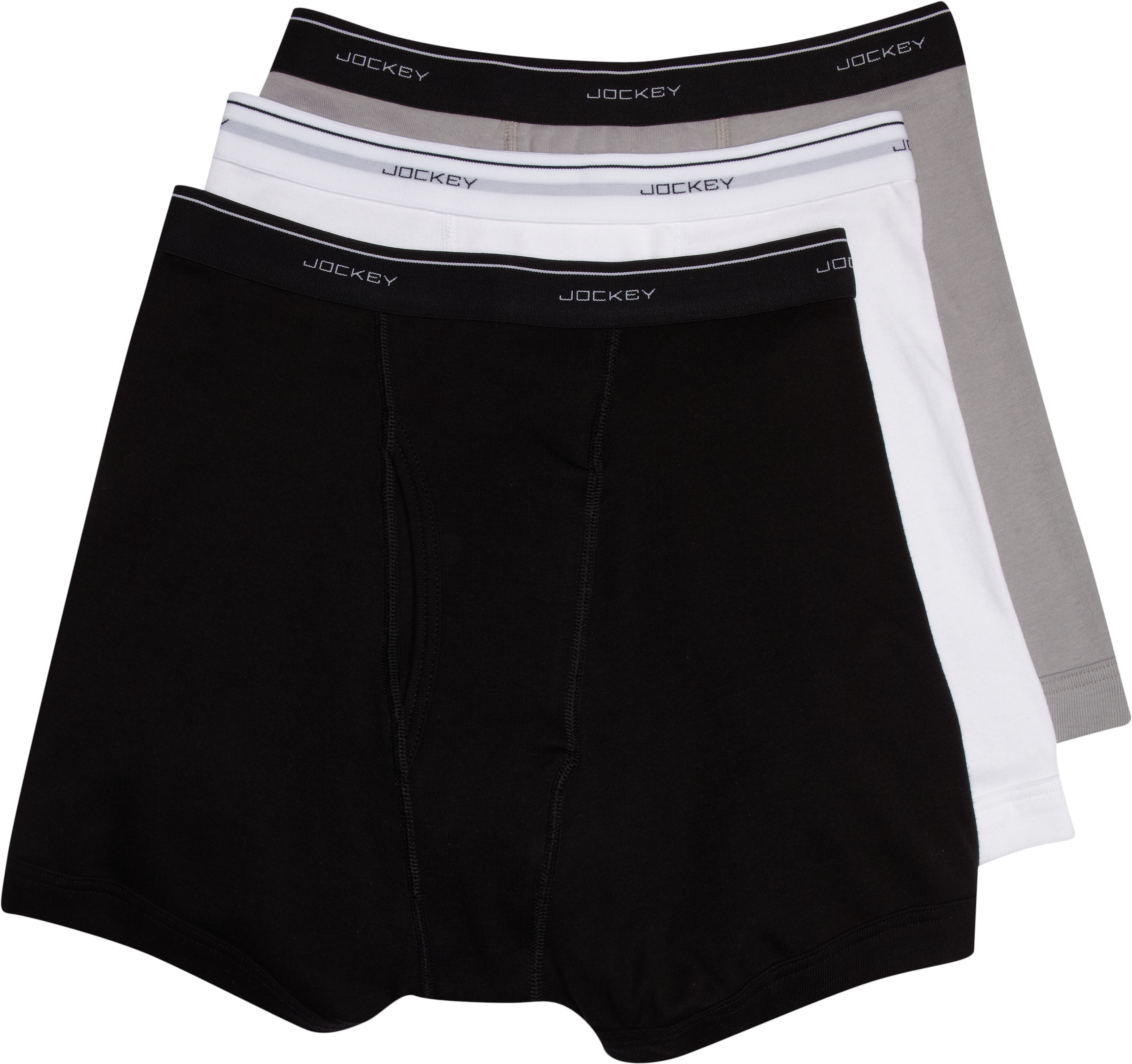 Jockey White, Black and Gray Boxer Briefs (Three-Pack)