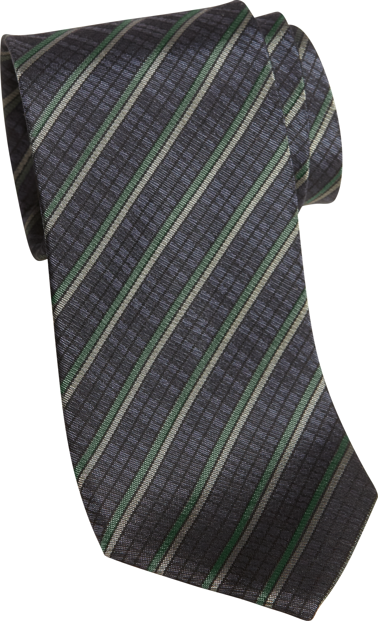 Wilke Rodriguez Green and Gray Stripe Skinny Tie