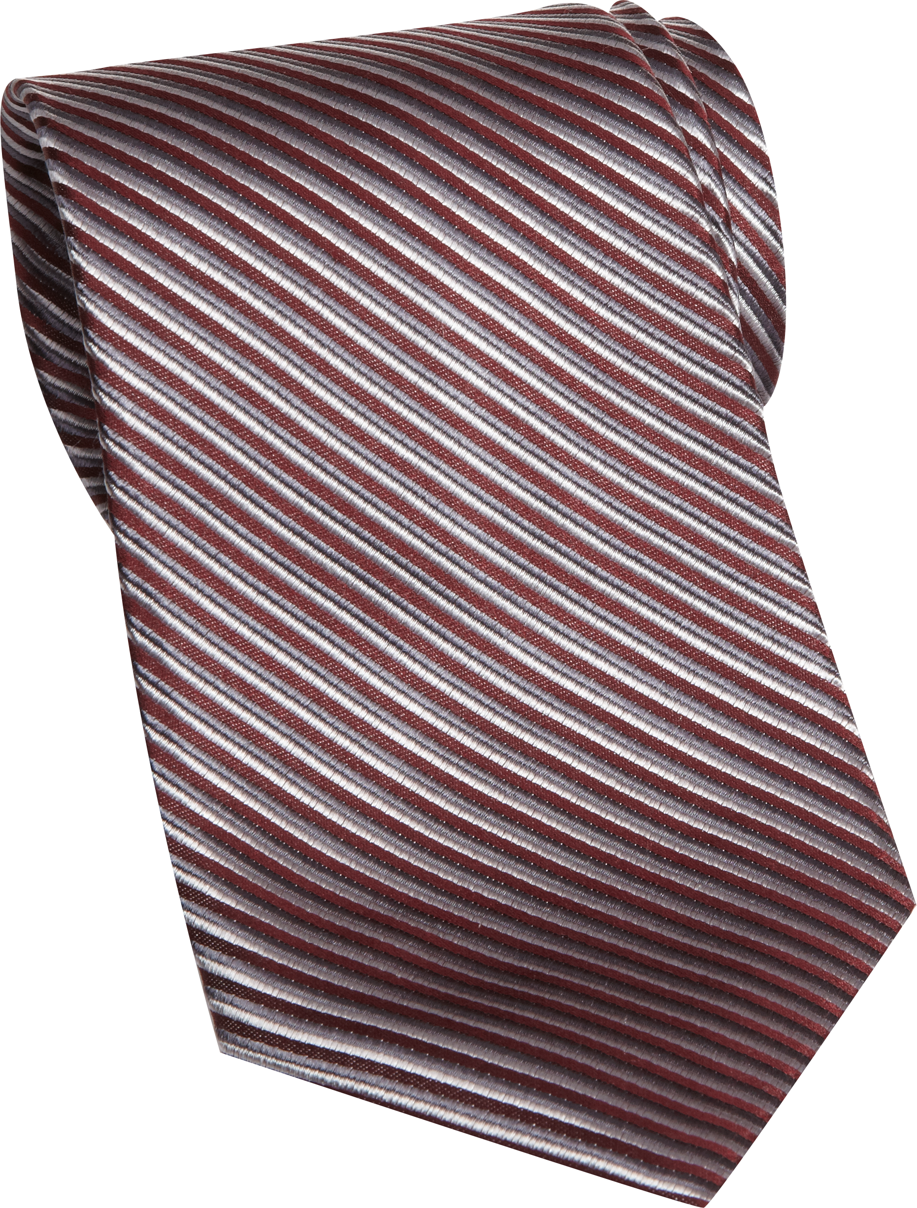 Pronto Uomo Couture Burgundy and Charcoal Stripe Narrow Tie