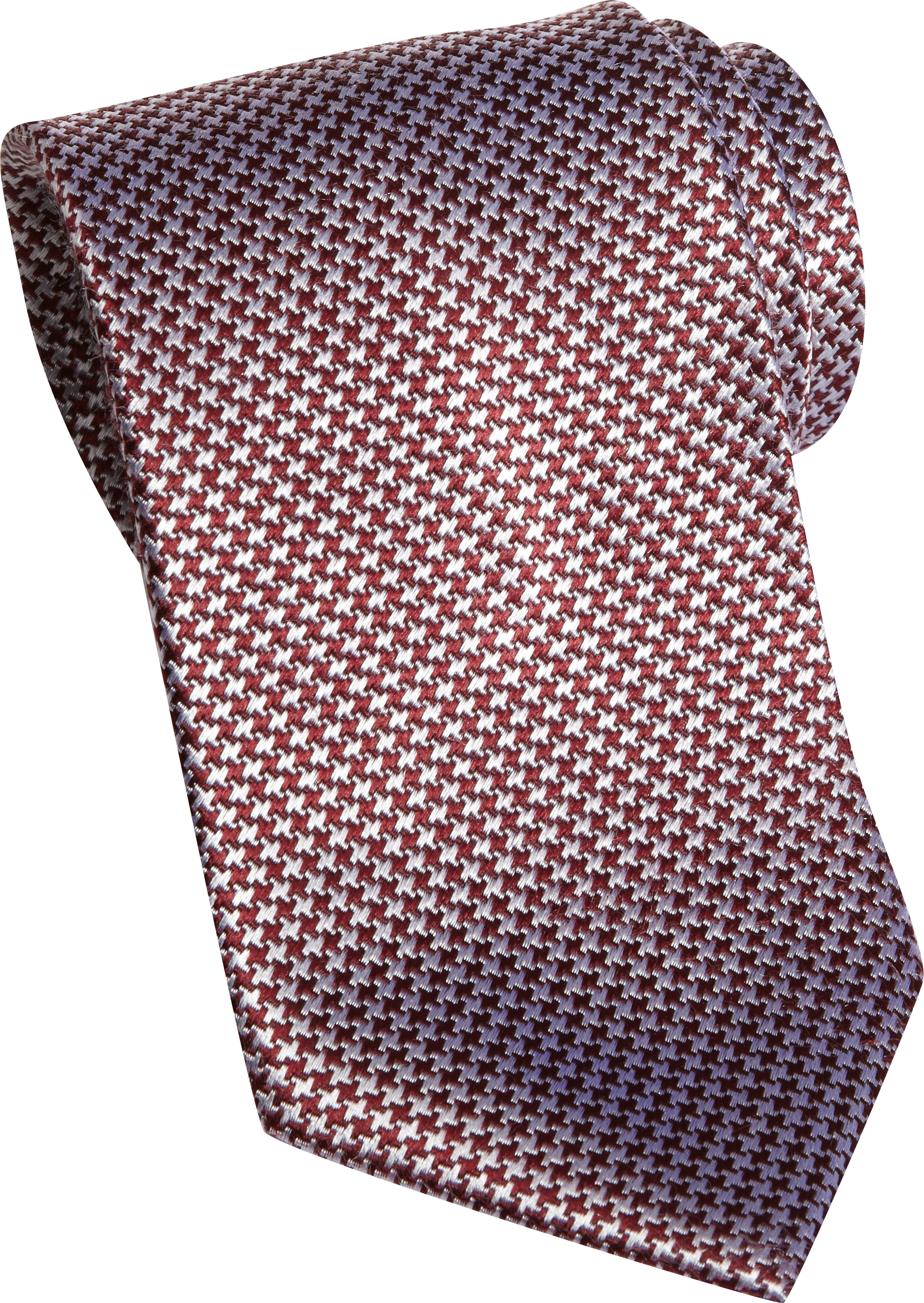 Pronto Uomo Couture Burgundy and Charcoal Houndstooth Narrow Tie