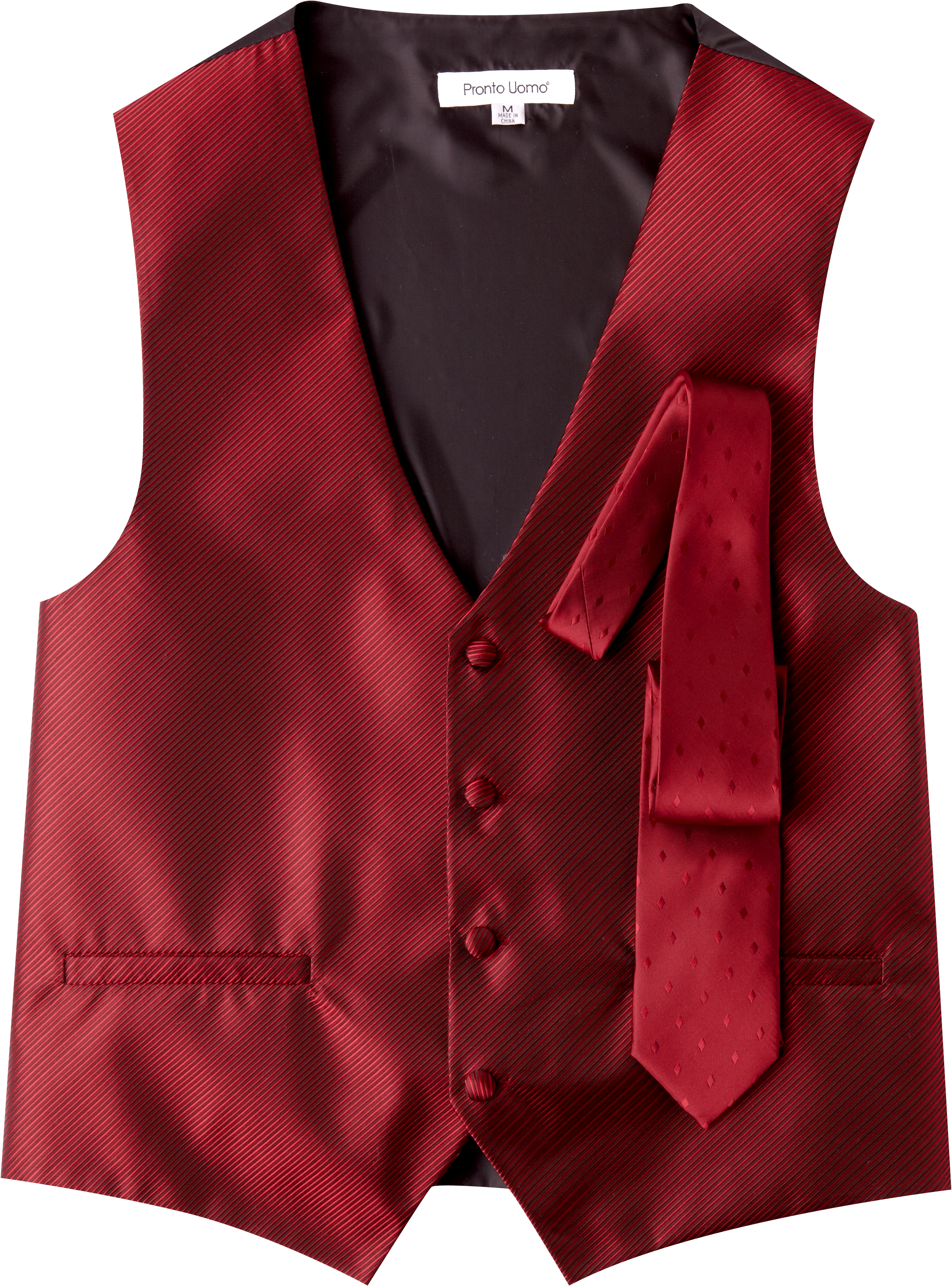 Pronto Uomo Apple Red Stripe Formal Vest with Euro Tie