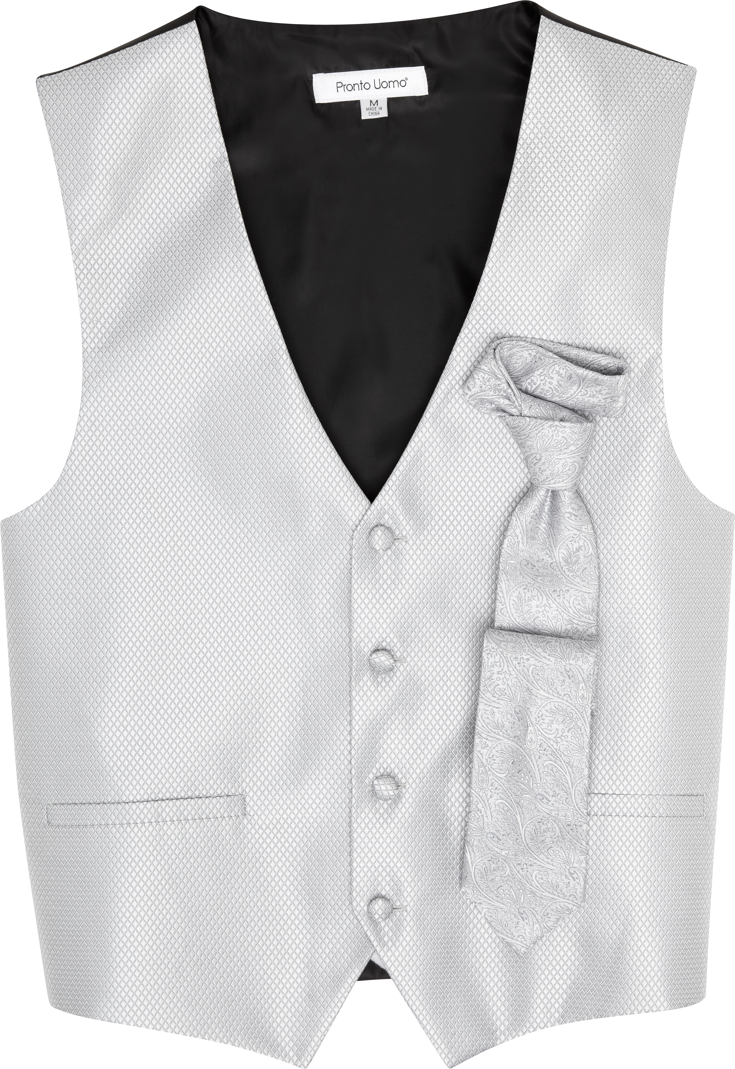 Pronto Uomo Silver Diamond Vest Set
