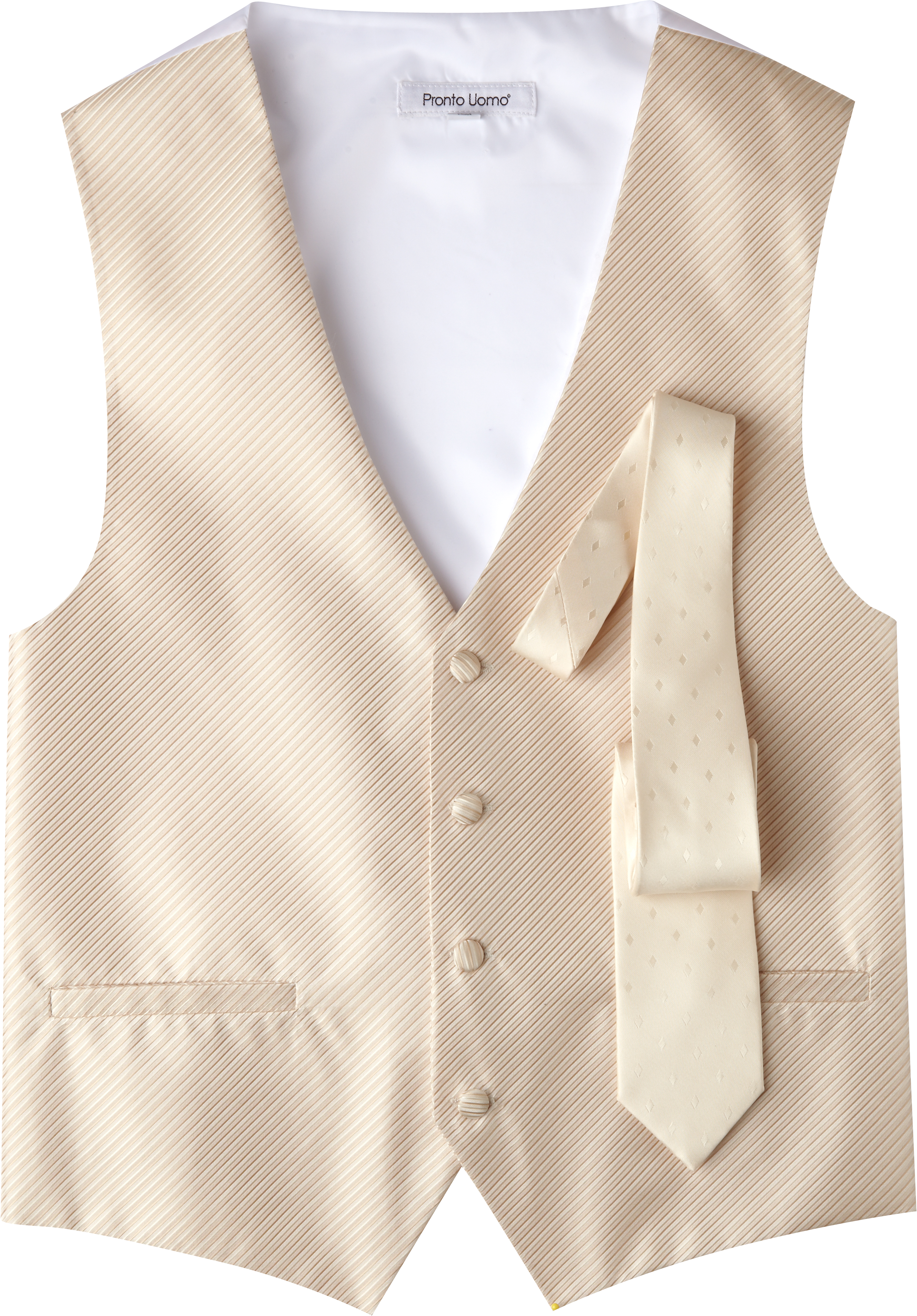Pronto Uomo Ivory Stripe Formal Vest with Euro Tie