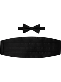 Joseph Abboud Black Bow Tie & Cummerbund Set