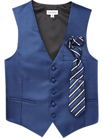 Calvin Klein Navy Vest & Stripe Tie Set