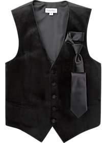 Calvin Klein Black Velvet Vest & Tie Set