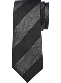 James Tattersall Kings Cross Black & Gray Stripe Narrow Tie