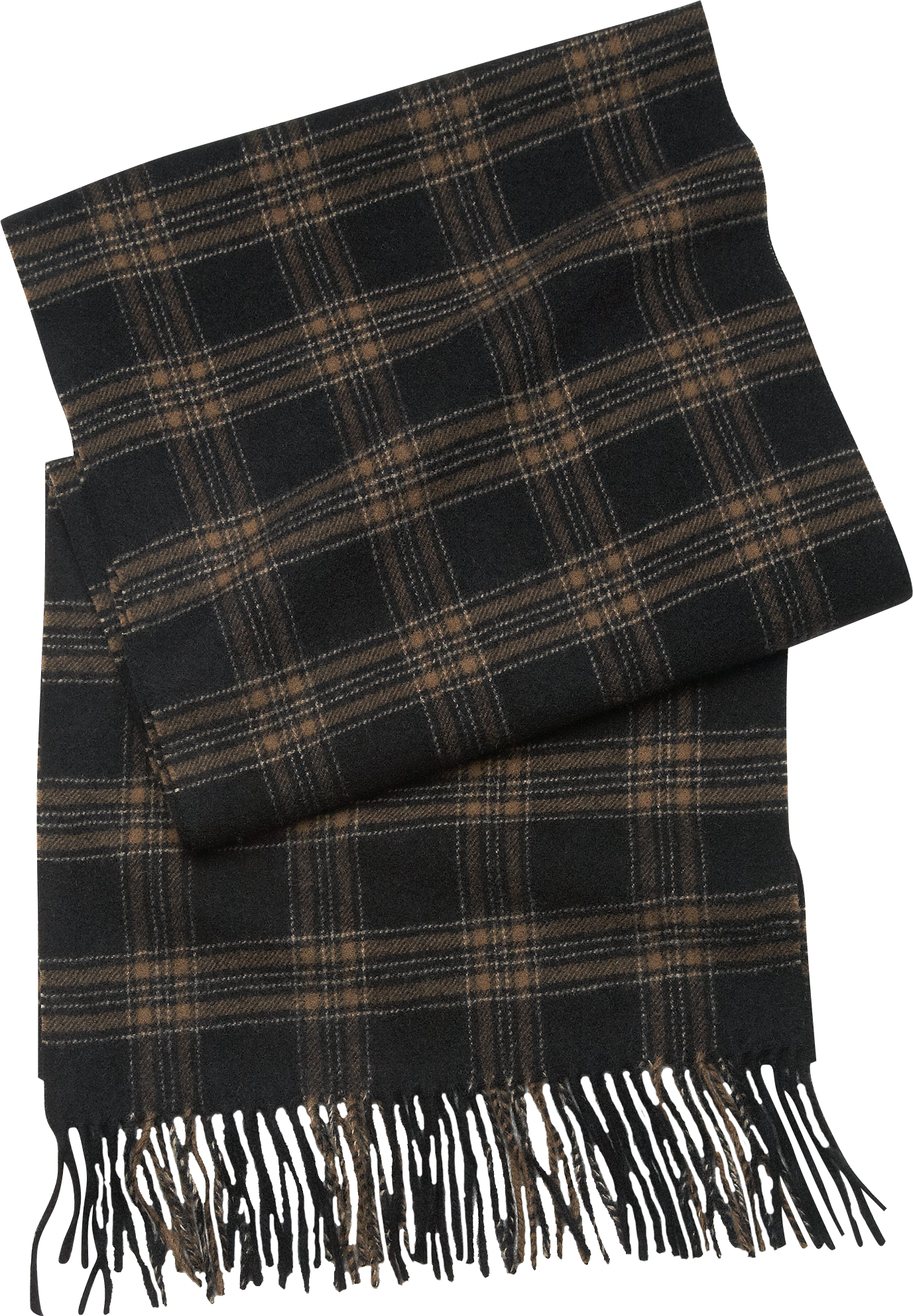 Pronto Uomo Black & Oatmeal Plaid Cashmere Scarf