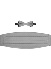Calvin Klein Black and Silver Stripe Tie & Cummerbund Set