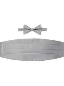 Calvin Klein Silver Bow Tie & Cummerbund Set