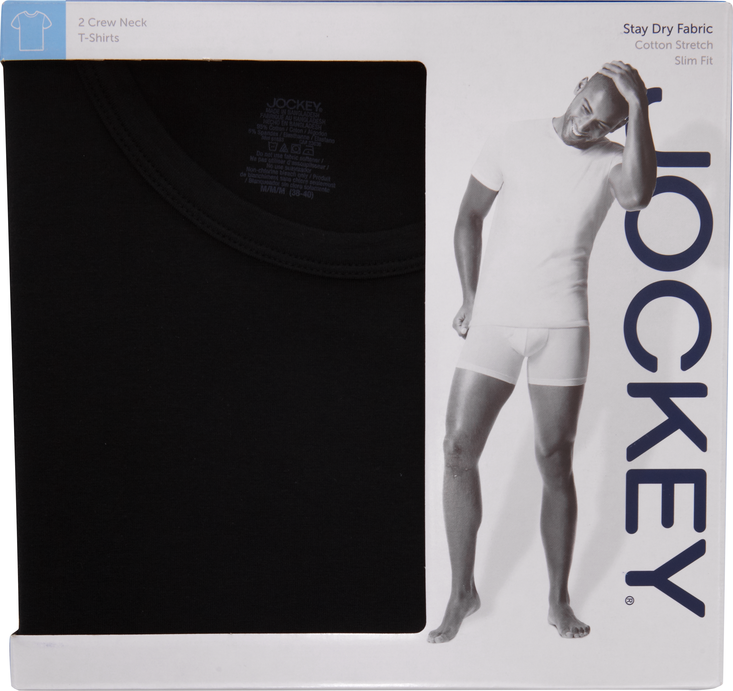 Jockey Black Crewneck Slim-Fit T-Shirt (Two-Pack)