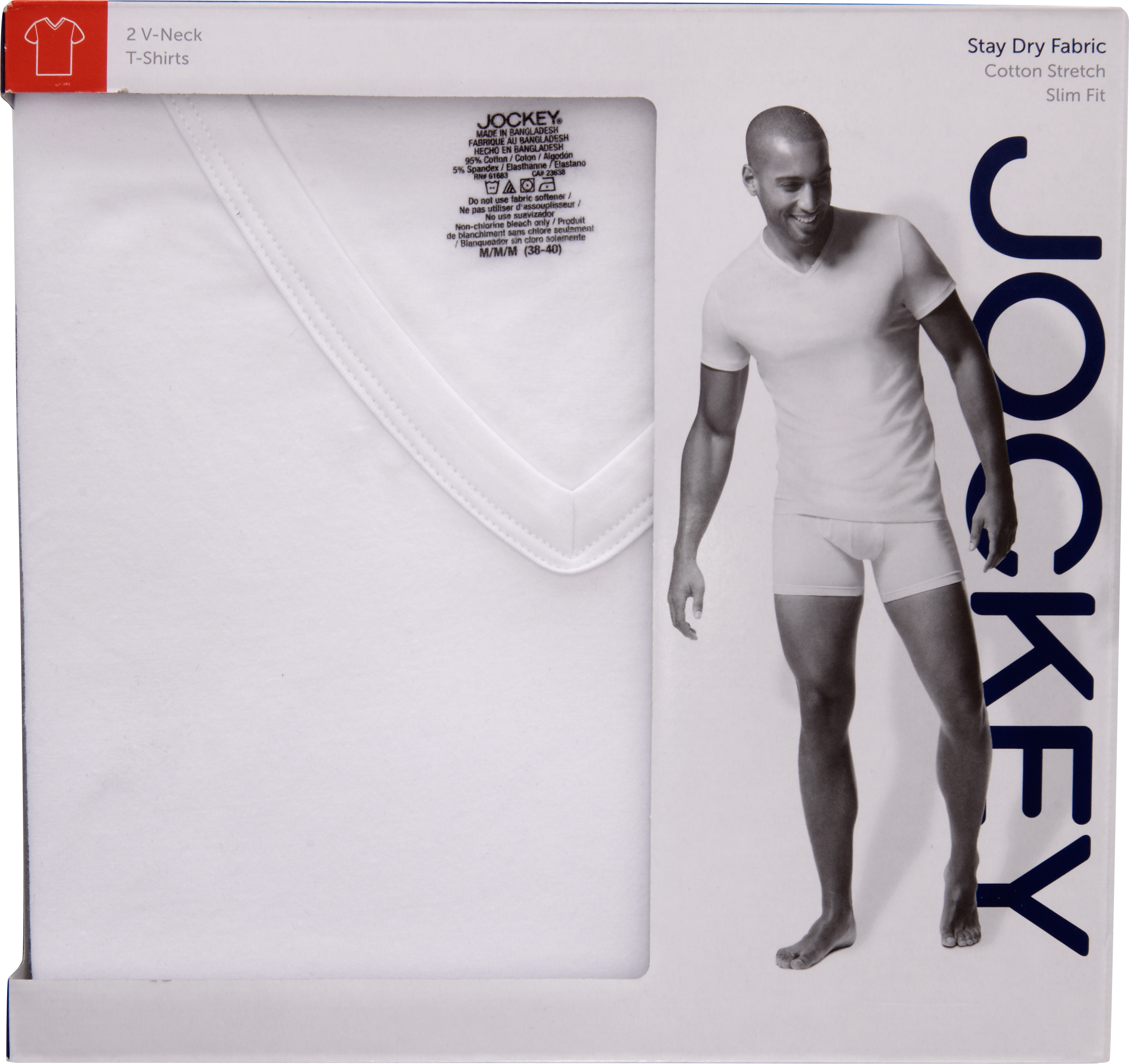 Jockey White V-Neck Slim-Fit T-Shirt (Two-Pack)