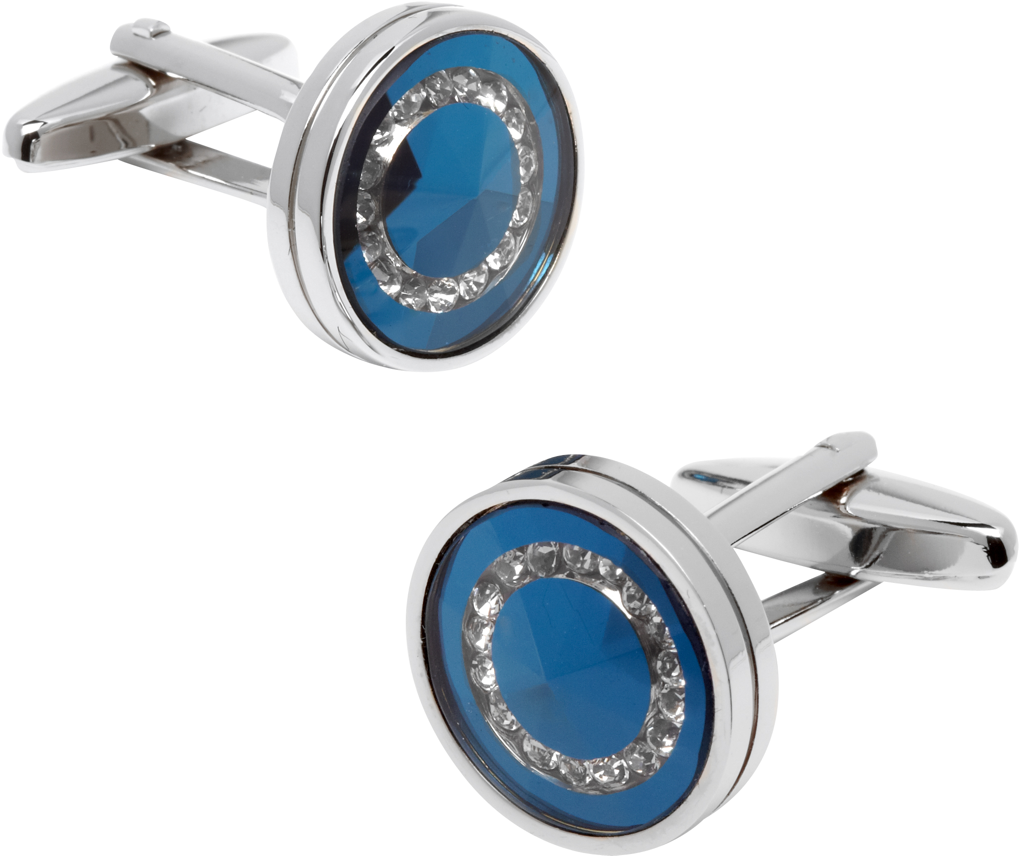 Pronto Uomo Sapphire and Faux Diamonds Cufflinks