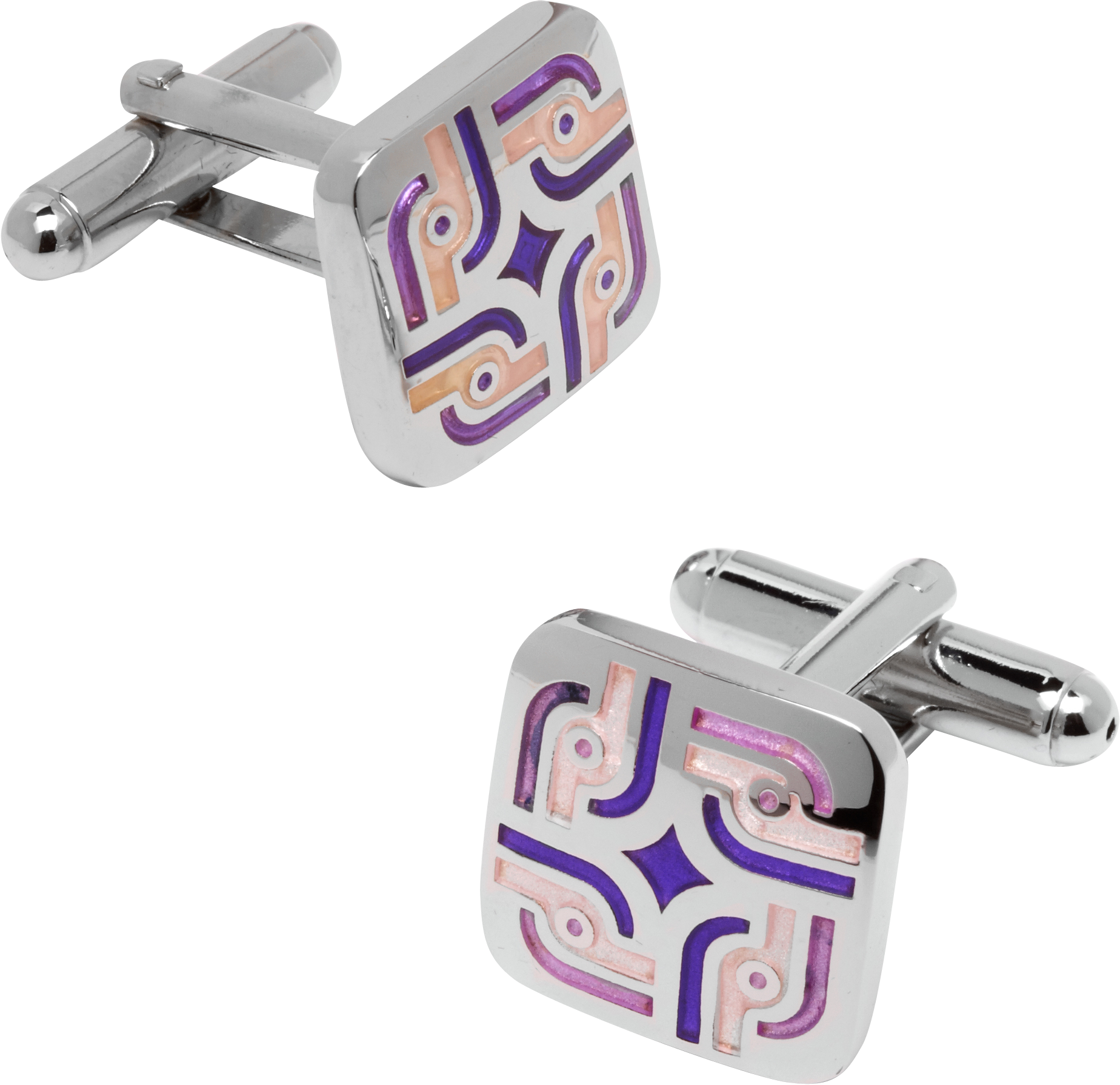 Pronto Uomo Lavender and Silver Cufflinks