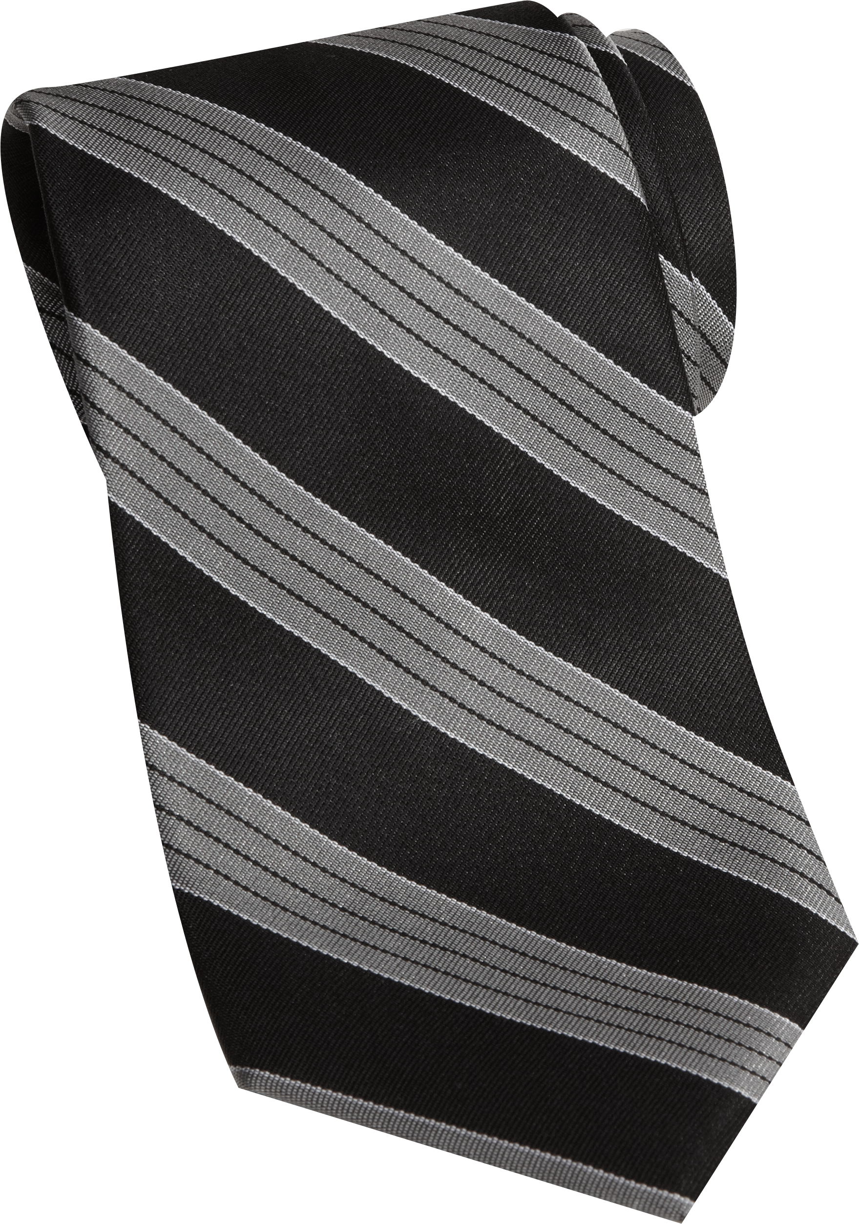 Burma Bibas Black and Ash Gray Stripe Narrow Tie