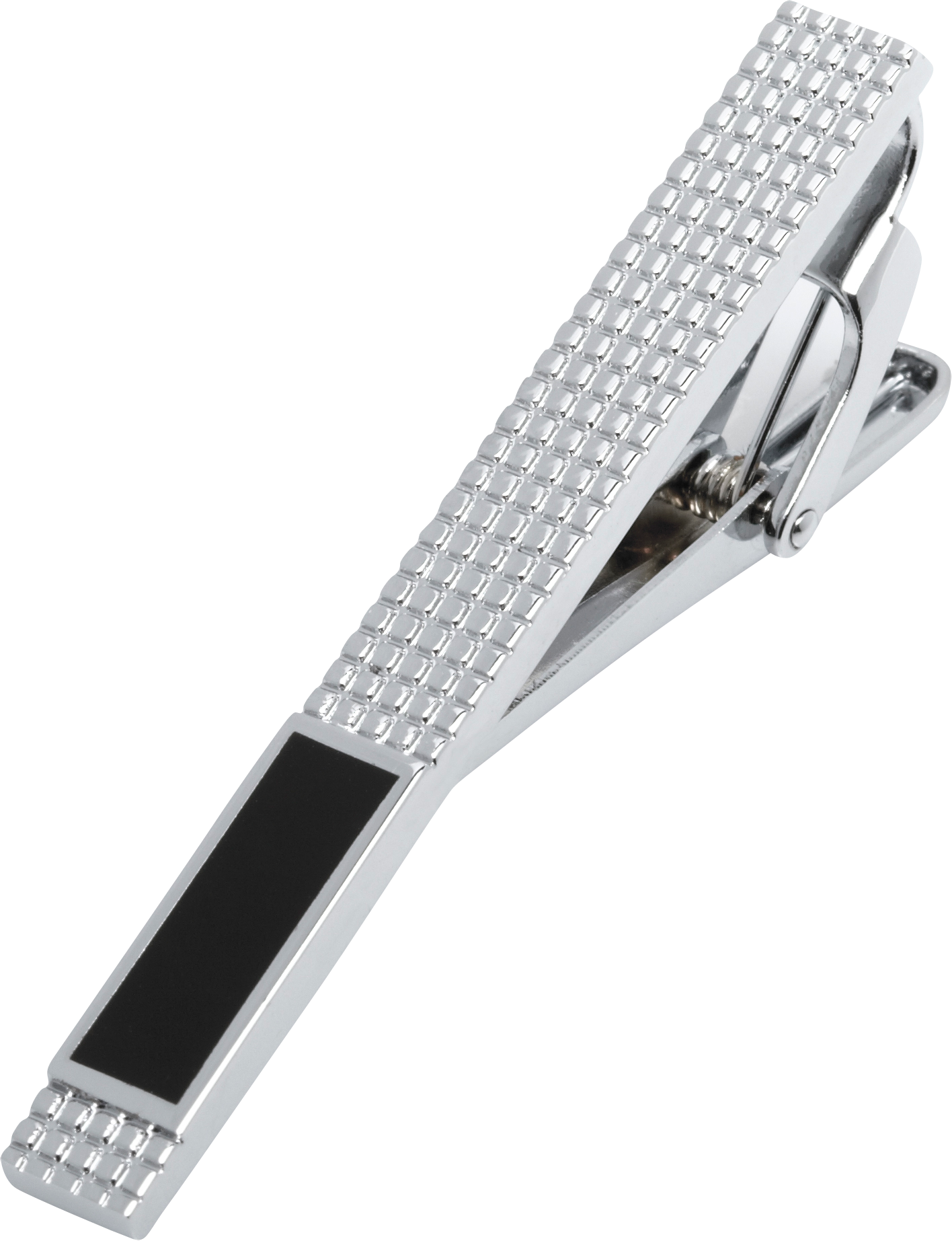 Pronto Uomo Black and Silver Check Tie Bar