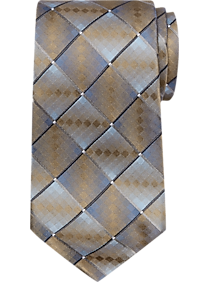 Pronto Uomo Taupe & Blue Diamond Narrow Tie