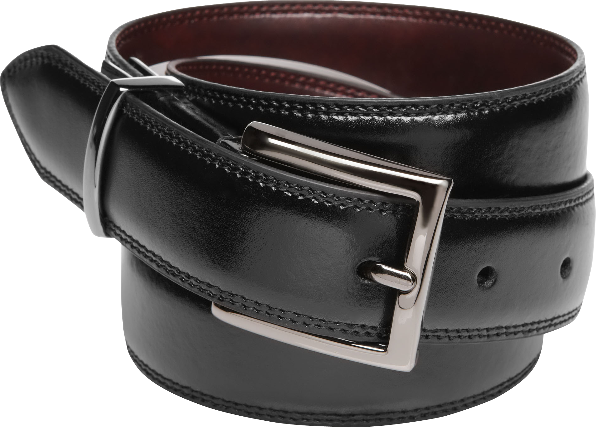 Burgundy and Black Reversible Leather Belt