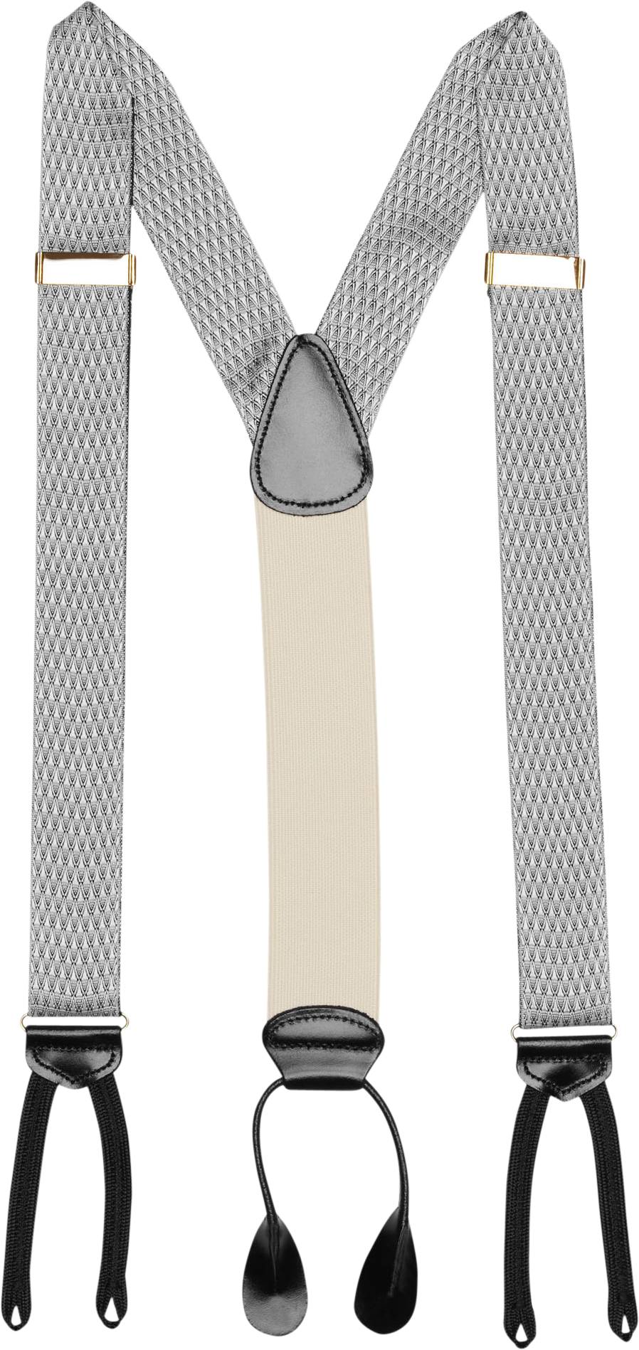 Silver and Ivory Fancy Big And Tall Suspenders