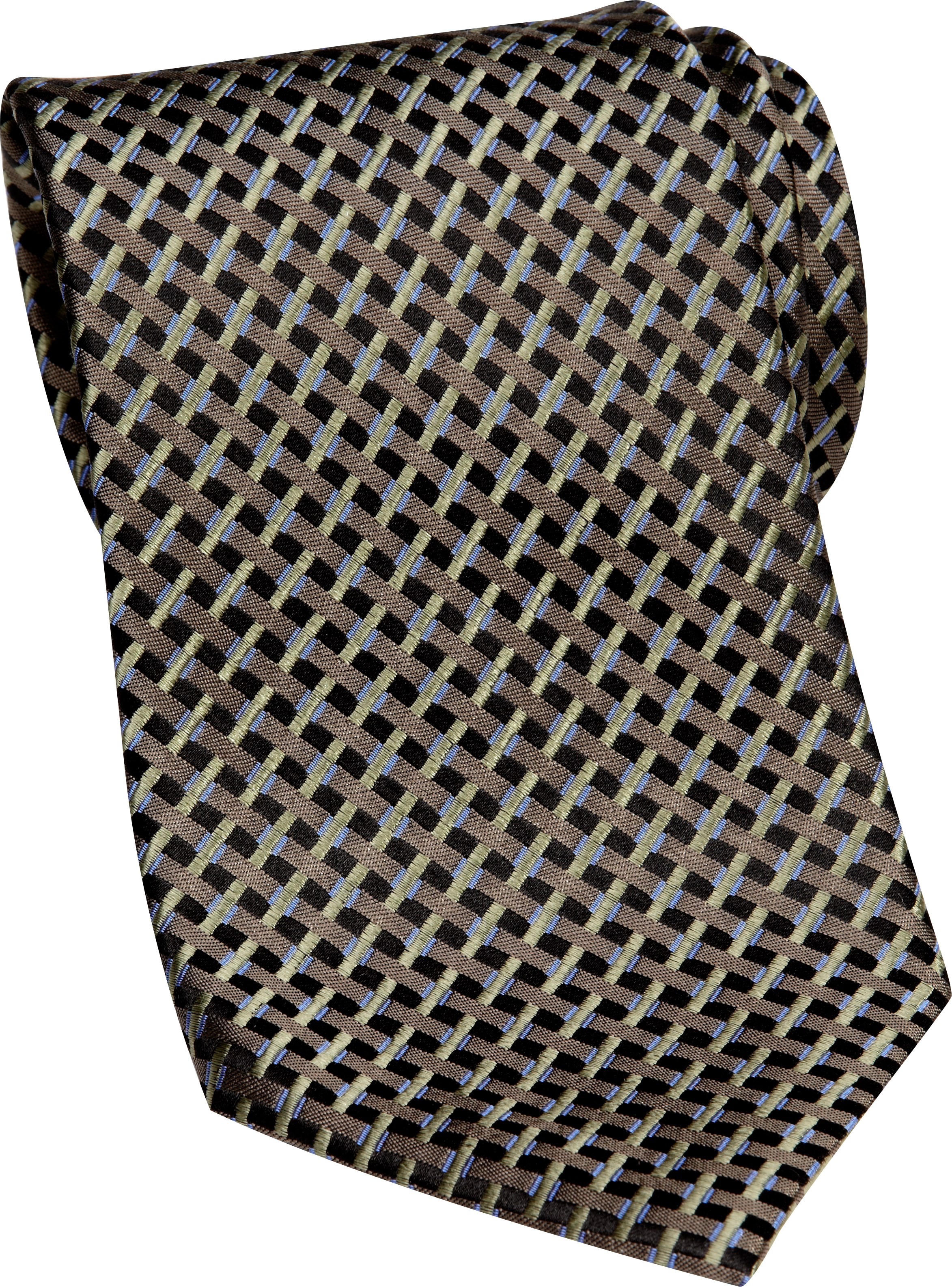 Pronto Uomo Taupe And Green Woven Stripe Tie
