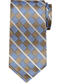 Pronto Uomo Taupe Stripe & Check Narrow Tie