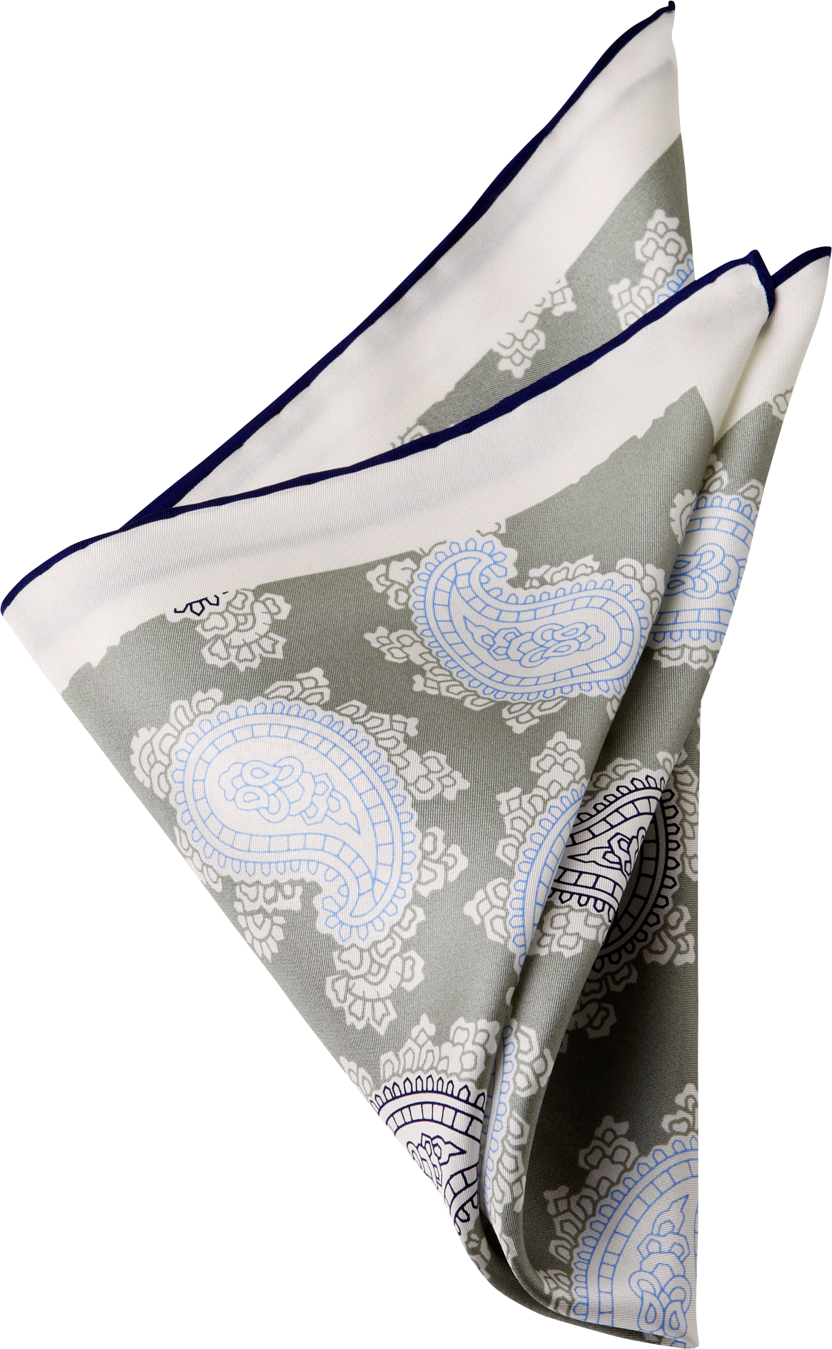 Cream Olive Paisley Fancy Pocket Silk