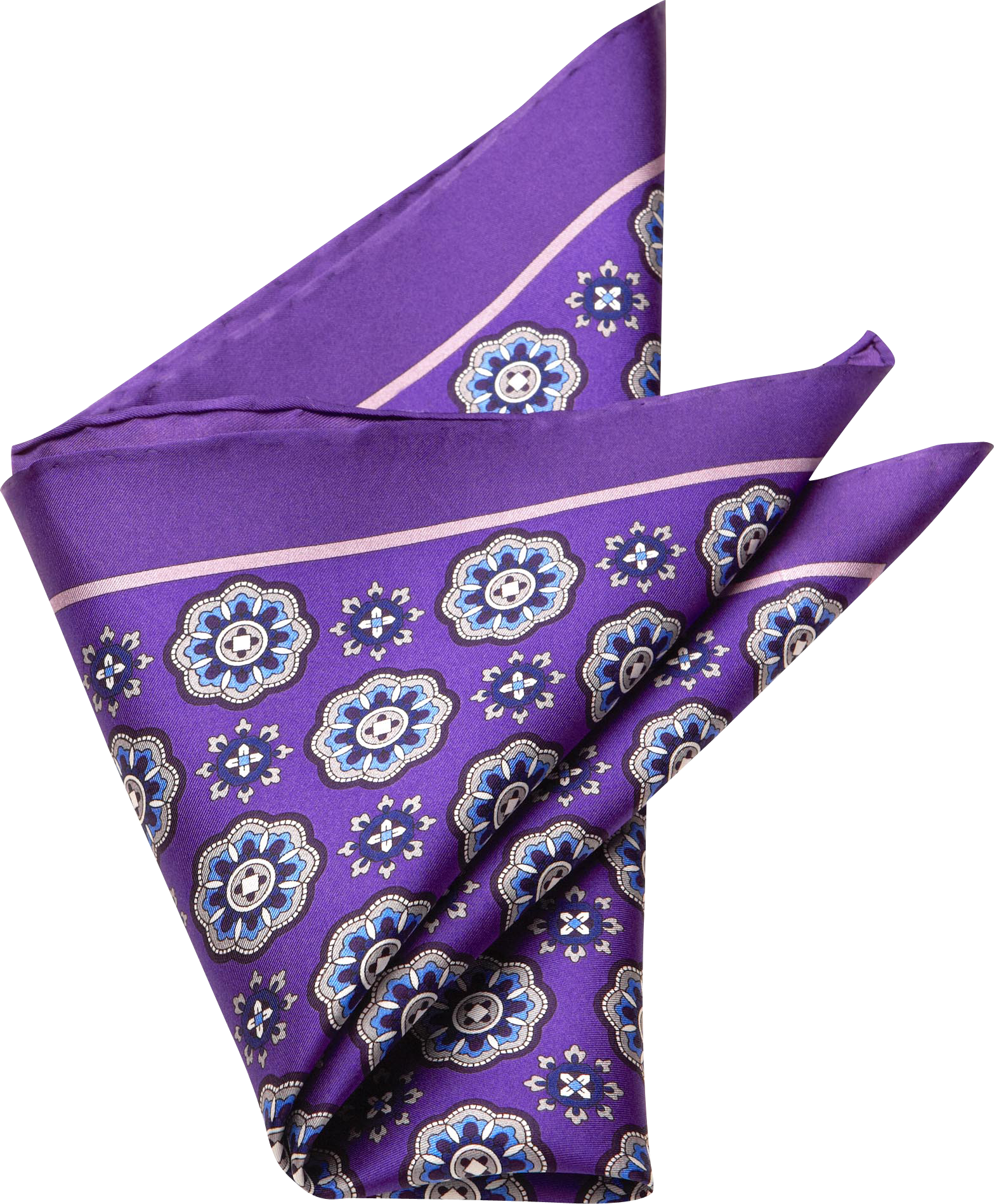 Purple Medallion Silk Pocket Square