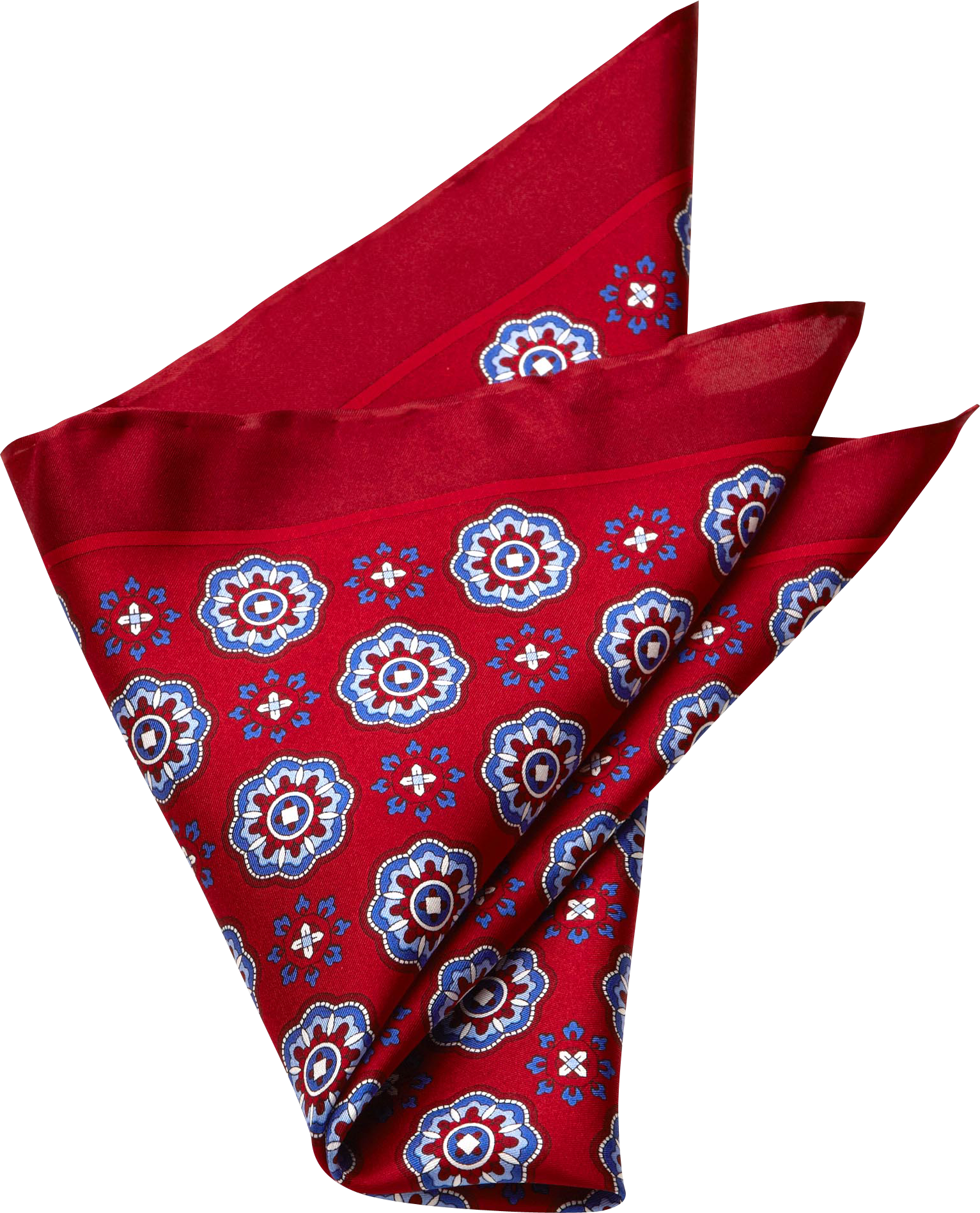 Red Medallion Silk Pocket Square