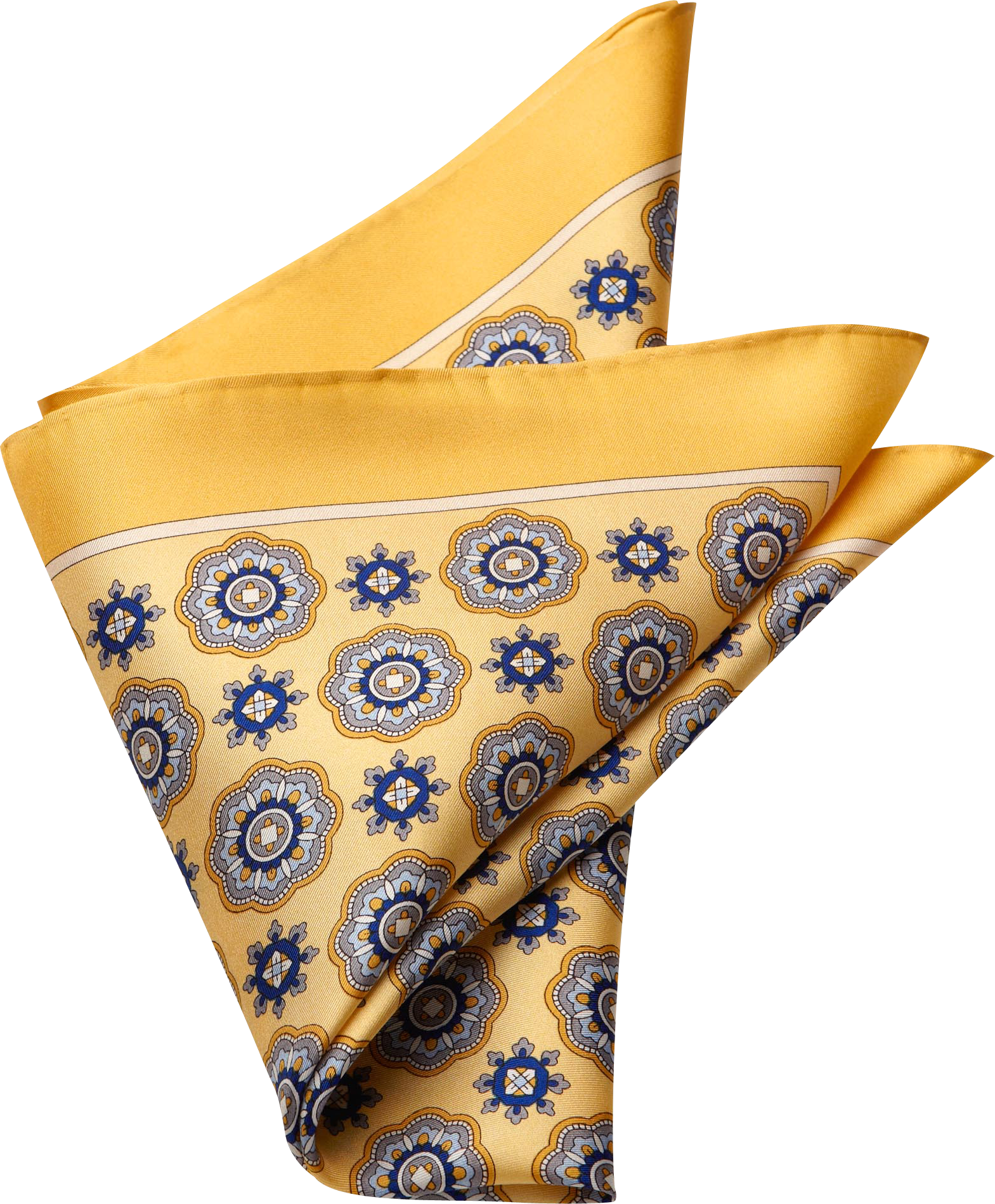 Yellow Medallion Silk Pocket Square
