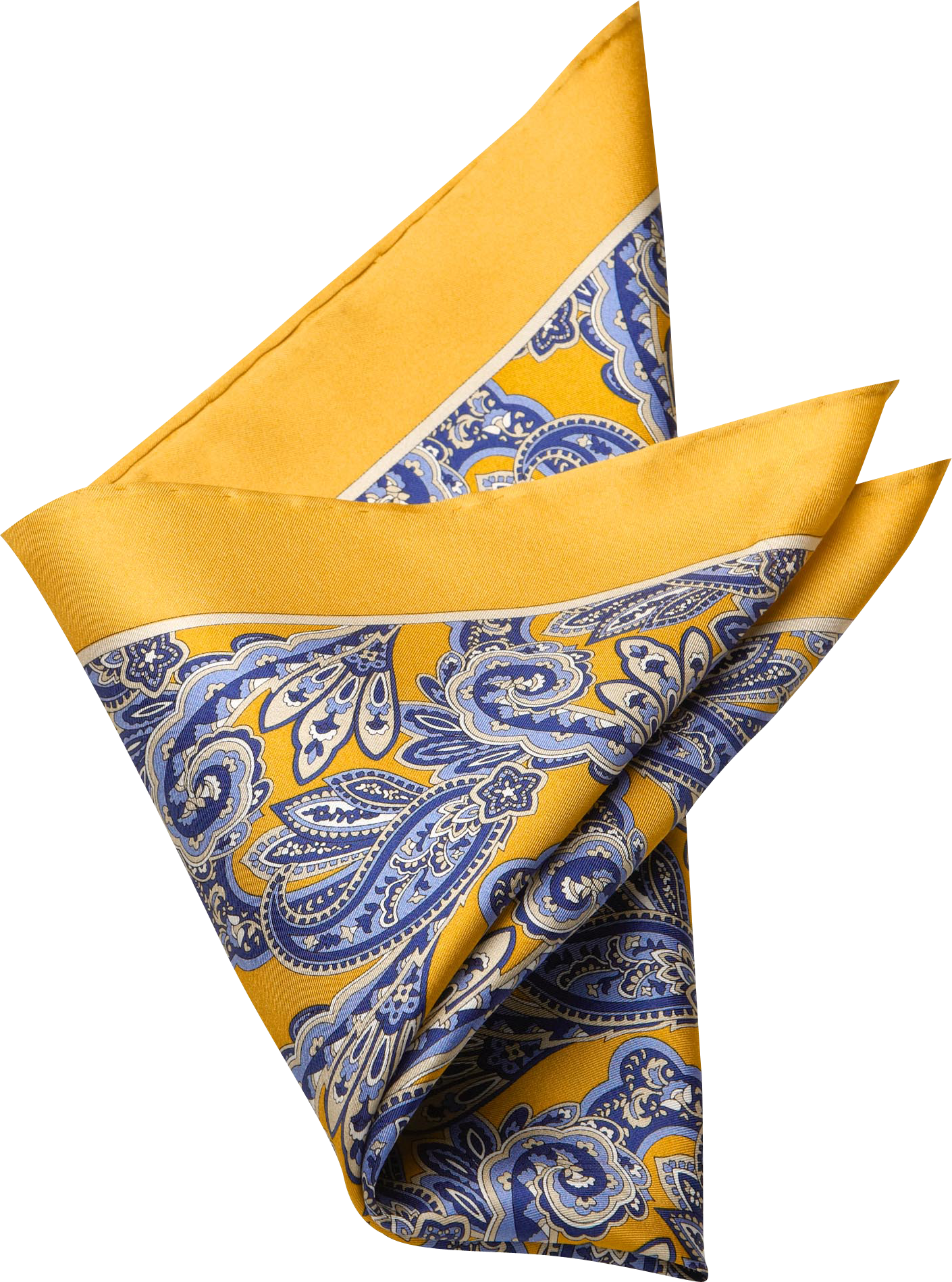 Yellow Paisley Silk Pocket Square
