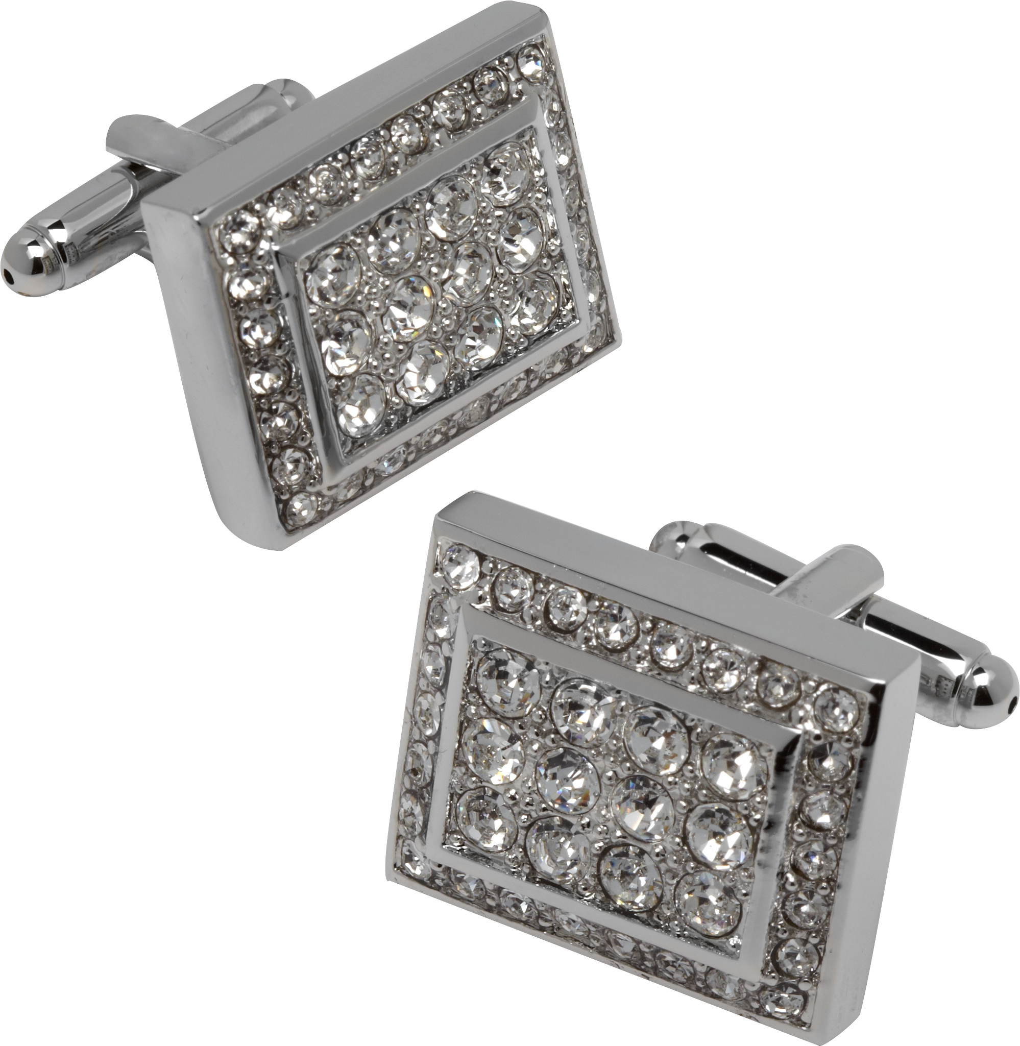 Pronto Uomo Silver and Faux Diamond Cufflinks