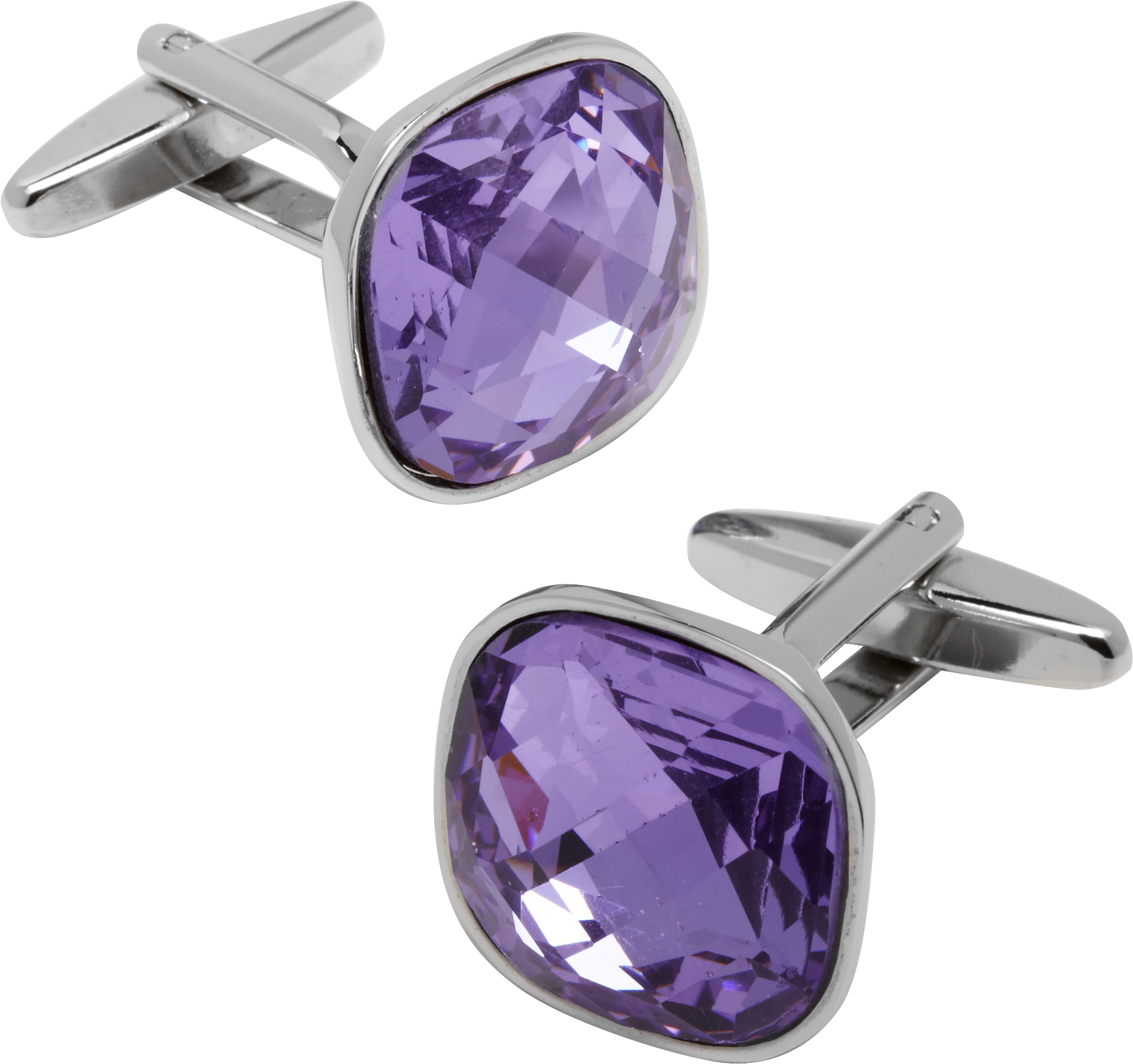 Pronto Uomo Purple Faux Diamond Cufflinks