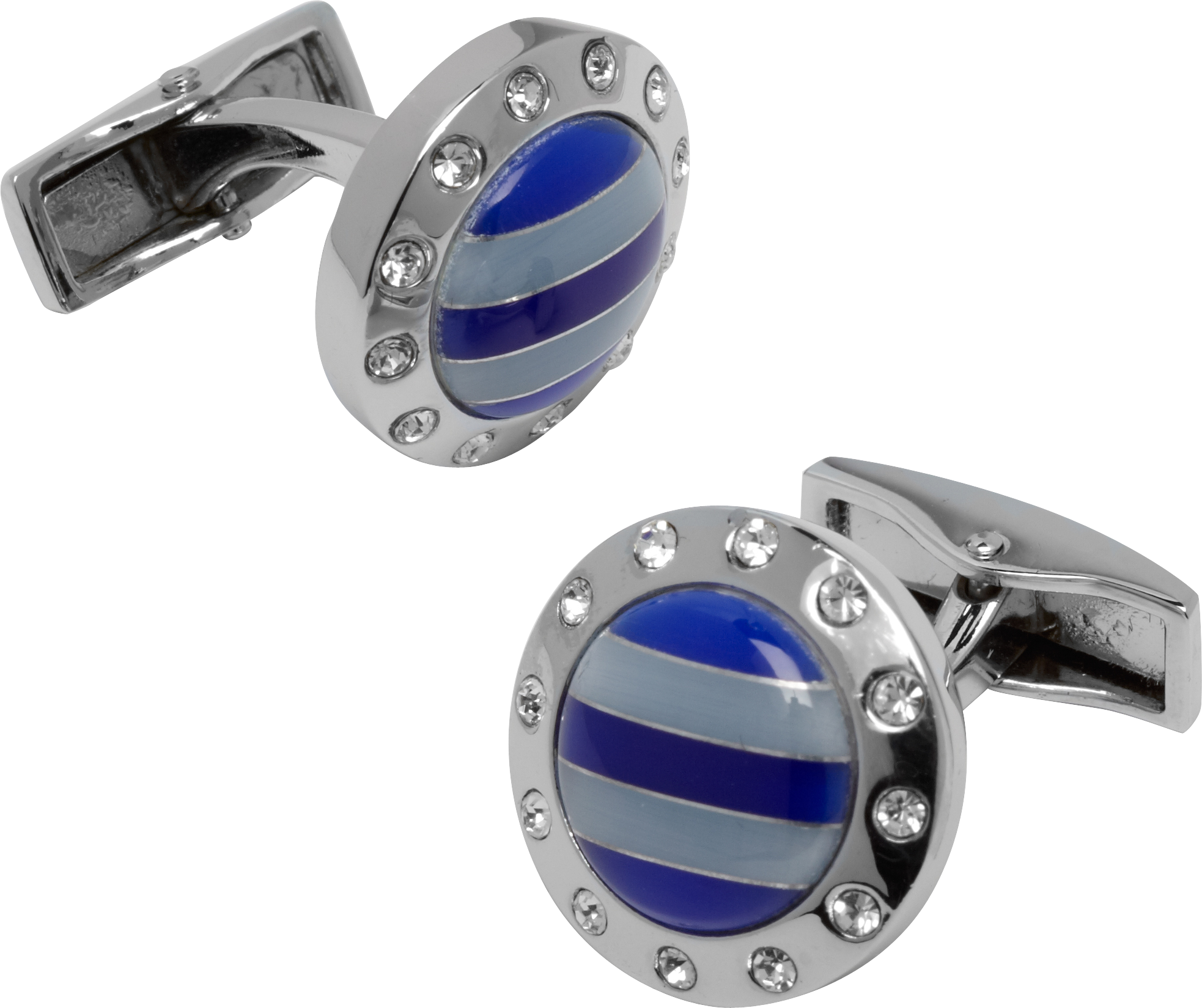 Pronto Uomo Blue and Faux Diamond Cufflinks