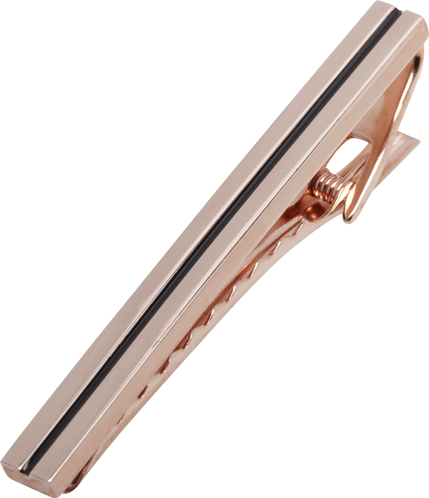 Pronto Uomo Black and Rose Gold Tie Bar
