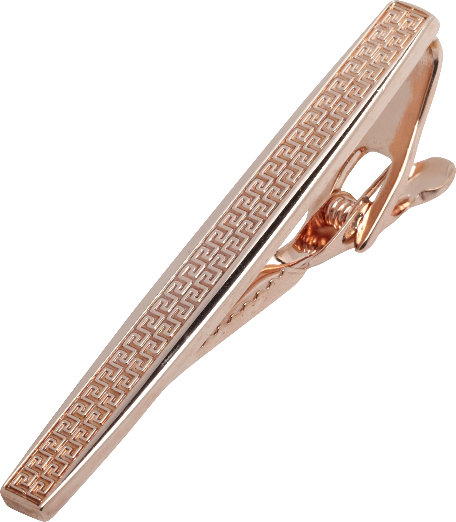 Pronto Uomo Rose Gold Greek Key Tie Bar