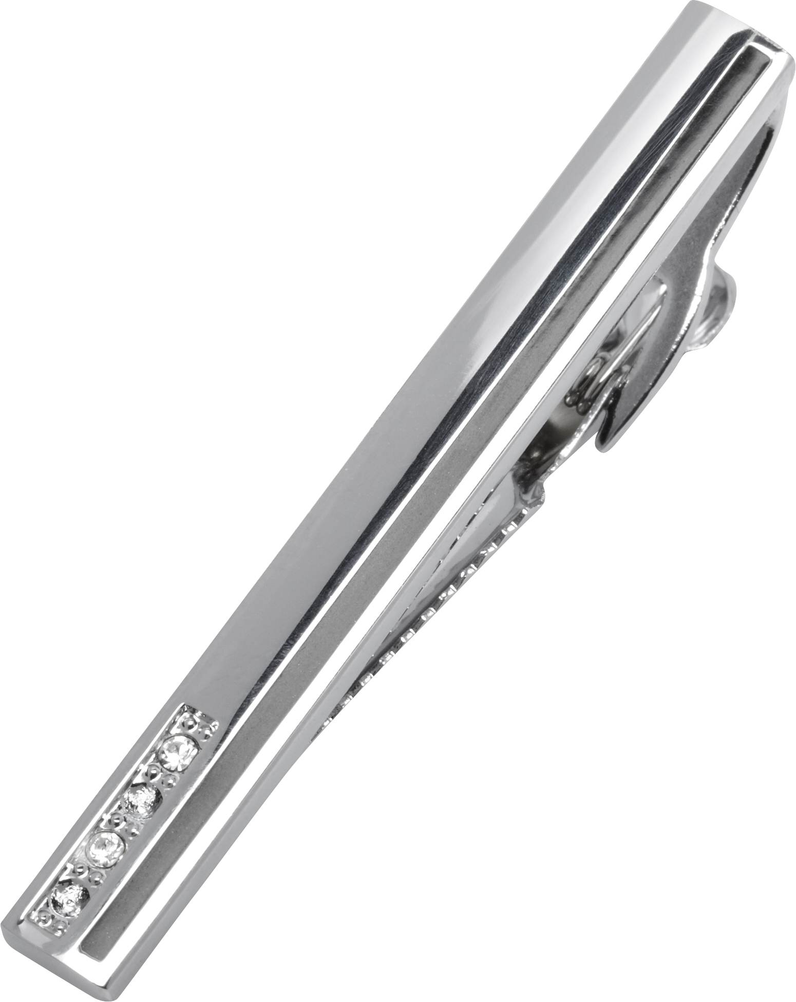 Pronto Uomo Silver and Diamond Tie Bar