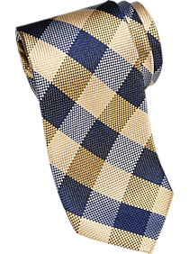 Egara Yellow & Navy Check Narrow Tie