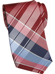 Esquire Red and Navy Plaid Narrow Tie